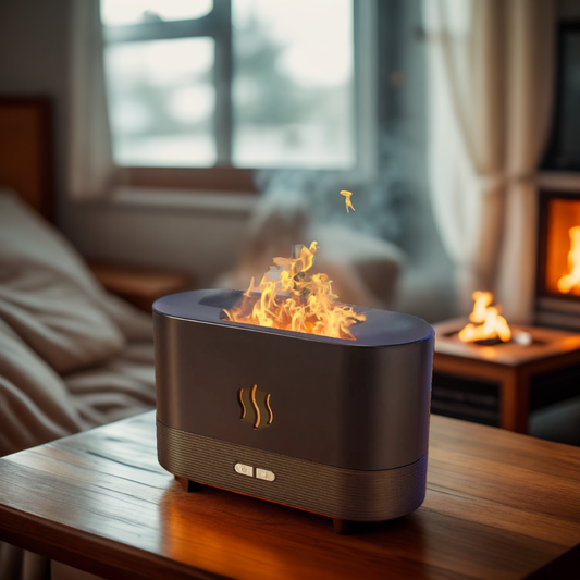 Diffusez des huiles essentielles tout en humidifiant l’air avec un design effet flamme apaisant, idéal pour la relaxation et le bien-être.