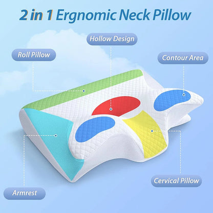 Soulagez les douleurs cervicales et améliorez votre sommeil avec cet oreiller ergonomique en mousse à mémoire de forme, idéal pour un confort optimal.